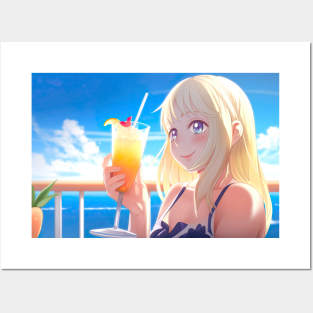 Cute Anime Girl on vacation - Anime Wallpaper Posters and Art